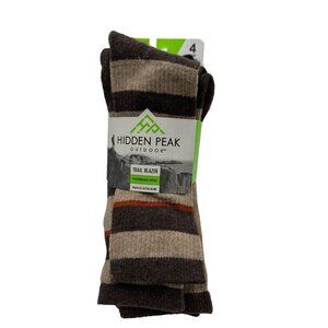 Hidden Peak Outdoor 4 Pair Mens Trail Blazer Hiking Crew Socks shoe size 6-12 L